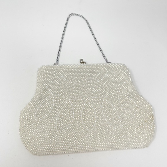 Vintage Handbags - Vintage 50's Japan Micro Glass Bead Evening Purse